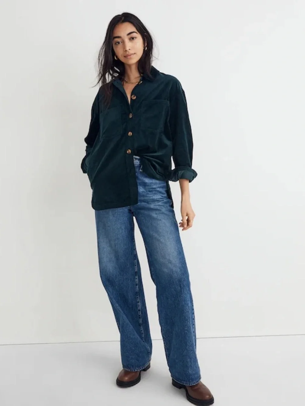 Madewell Kentwood Ancient Forest Corduroy Jacket Shirt Medium Button Up Pockets - Picture 12 of 15